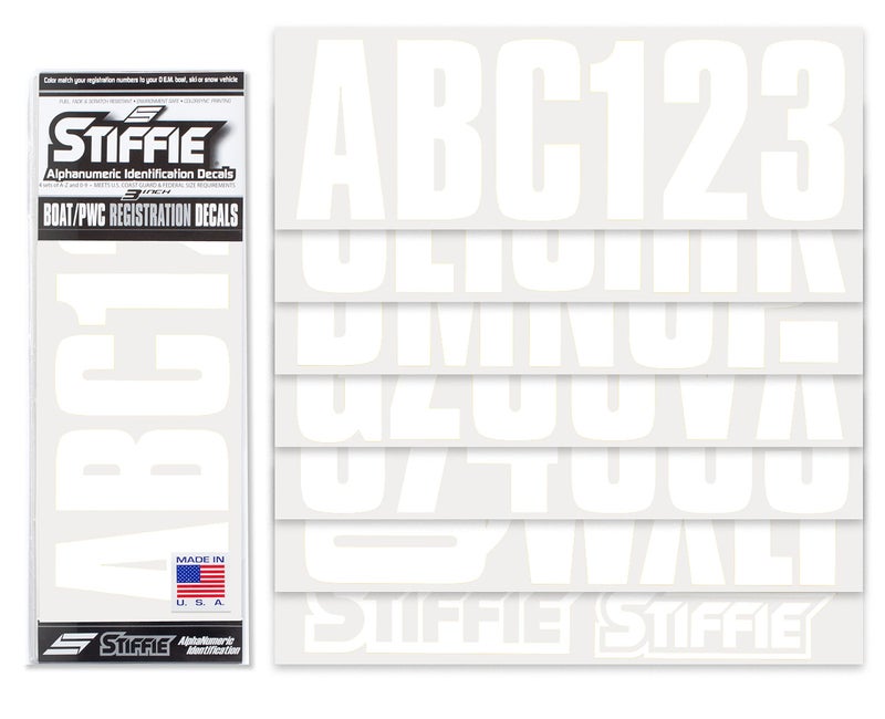 STIFFIE Uniline White 3" Boat & PWC Registration Decals â€¢ Numbers Letters Stickers - Image 4